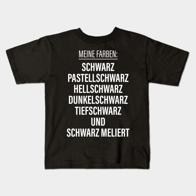 Meine Farben: Schwarz Pastellschwarz Hellschwarz Dunkelschwarz Tiefschwarz Und Schwarz Meliert Kids T-Shirt by FluffigerSchuh